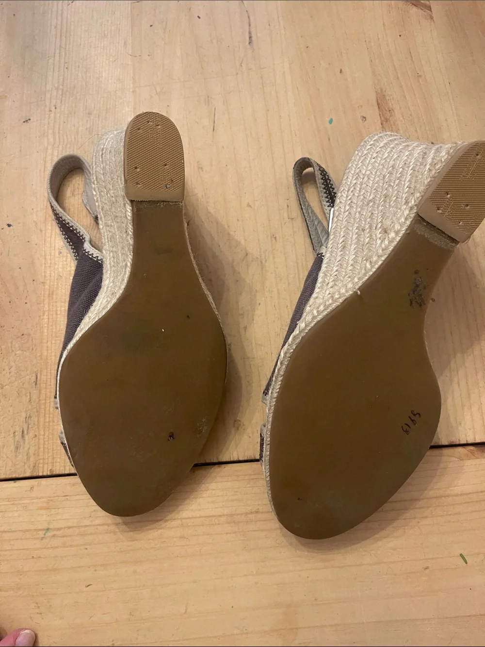 Banana Republic Brown Canvas Wedge Sandals with Cream Trim